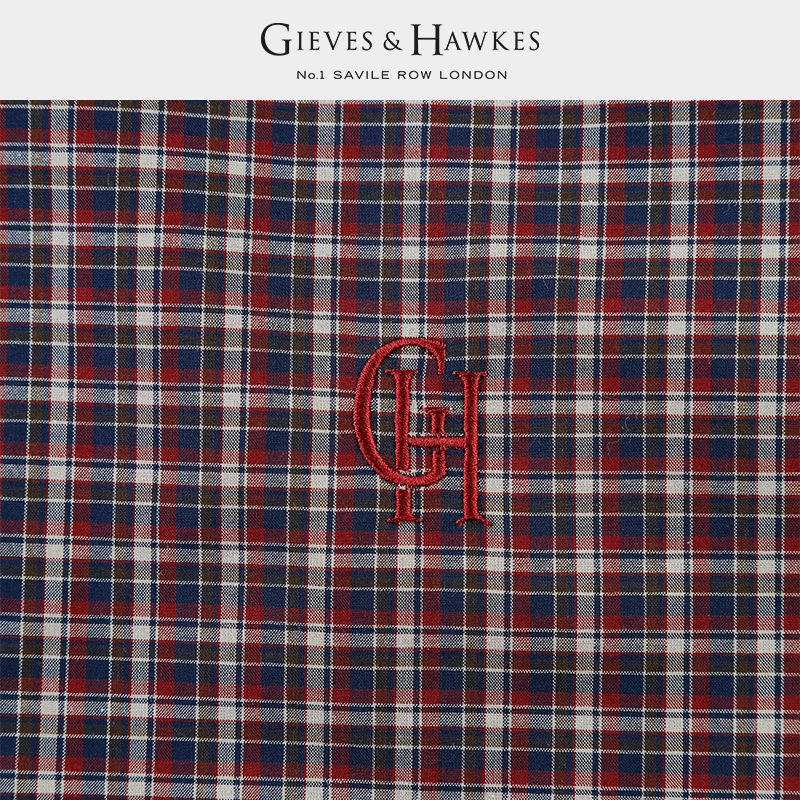 GIEVES&HAWKES/君皇仕GH男士格子休闲长袖衬衫纯棉刺绣G4865EI051 - 图3