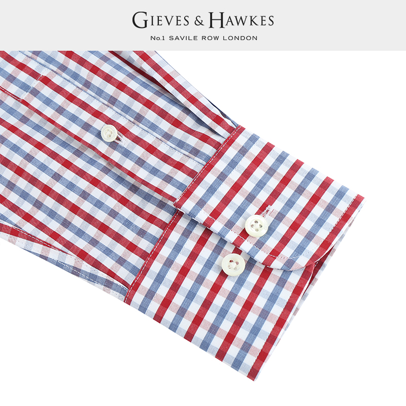 GIEVES&HAWKES/君皇仕男格纹商务休闲长袖衬衫衬衣纯棉G4739041I1 - 图3