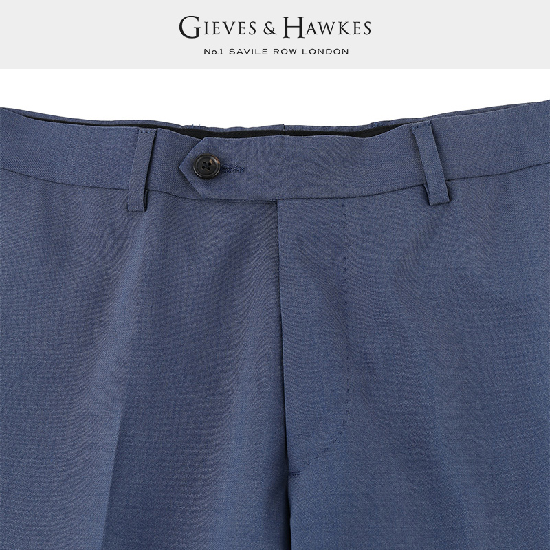 GIEVES&HAWKES/君皇仕GH男士蓝色直筒西裤商务休闲长裤G4535EI011 - 图1