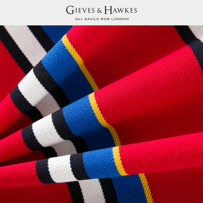 GIEVES&HAWKES/君皇仕GH条纹纯棉多色商务休闲POLO衫 G45H9EI061 - 图3