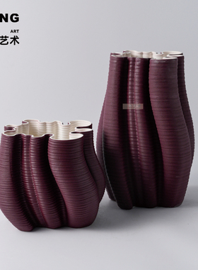 空合现代简约3D打印陶瓷花瓶组合