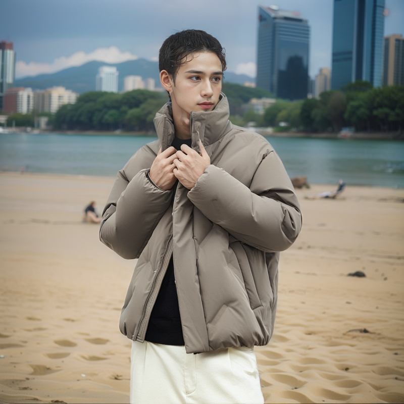 太平鸟男装奥莱宽松面包服男短款2025冬季潮流廓形羽绒服外套 - 图2