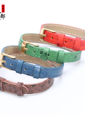 鸵鸟皮男女皮绳不锈钢扣子简约