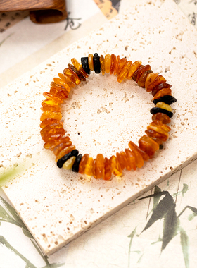 原矿蜜蜡天然琥珀蜜蜡手串手链男女款随意形手串鸡油黄原石琥珀