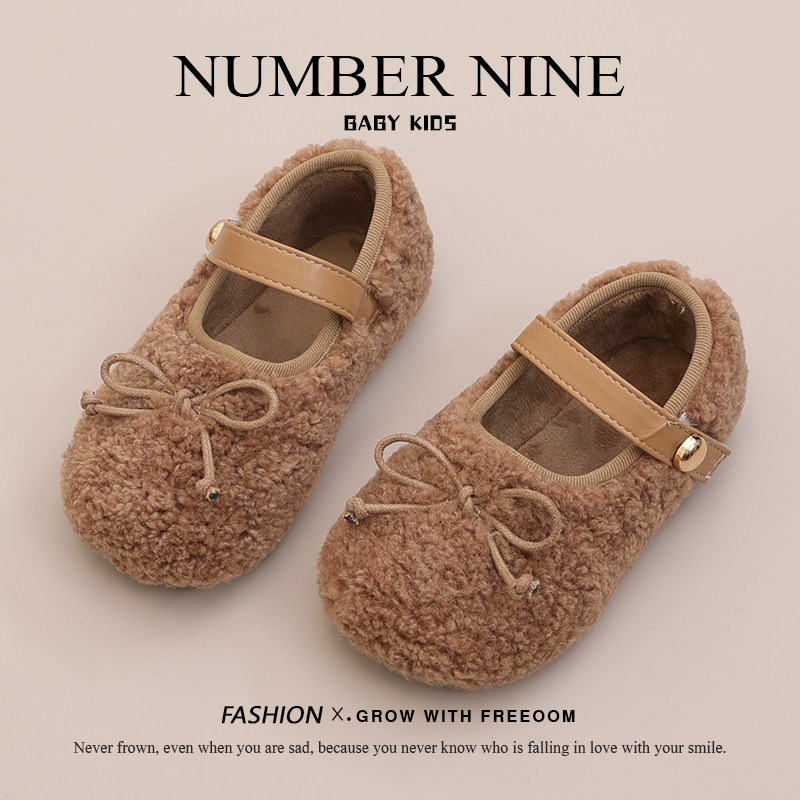 女童加绒棉鞋2024冬季新款童鞋小女孩公主鞋软底豆豆鞋洋气毛毛鞋,淘宝优惠券,粉丝福利购,淘宝优惠卷