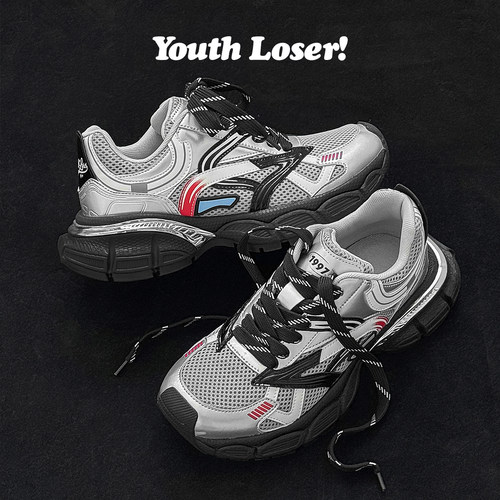 youthloser鞋子男原创小众设计感潮鞋银色复古厚底情侣运动老爹鞋 - 图2