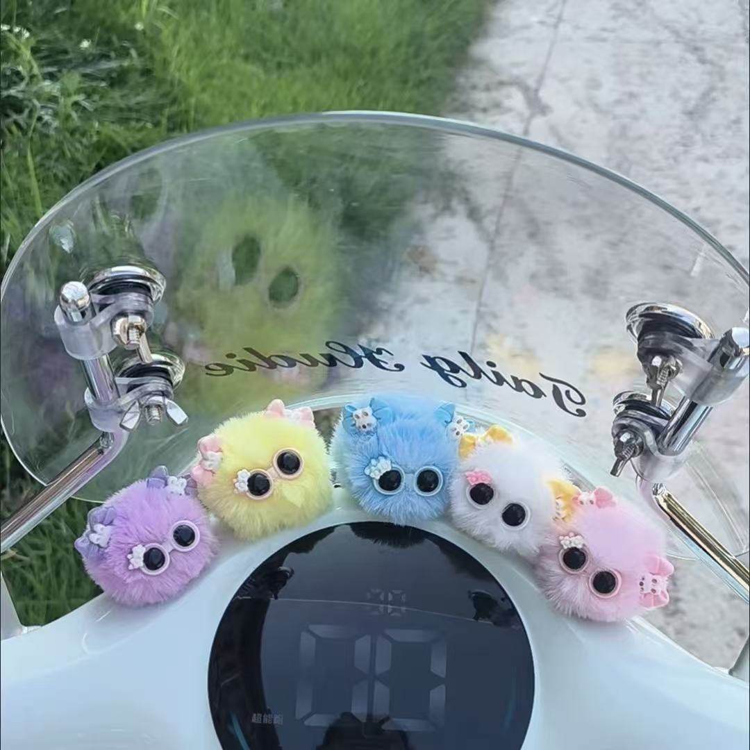 可爱立体毛球小怪兽车灯装饰小摆件电动车装饰小配件公仔玩偶挂件,淘宝优惠券,粉丝福利购,淘宝优惠卷