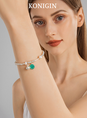 925纯银彩色笑脸手链女