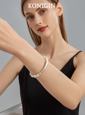 天然巴洛克淡水珍珠手链女