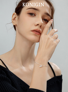 纯银双层珍珠手链叠戴风格