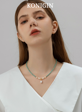 绿松石珍珠纯银材质