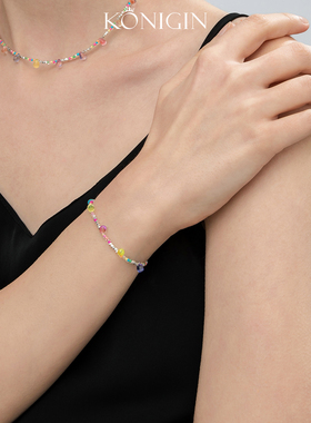 彩色水滴手链女s925纯银