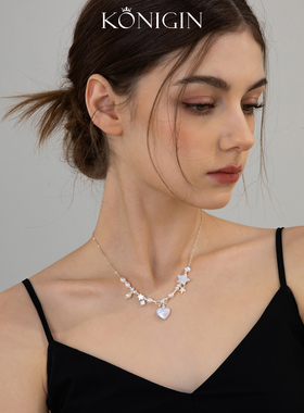 925纯银爱心淡水珍珠项链女