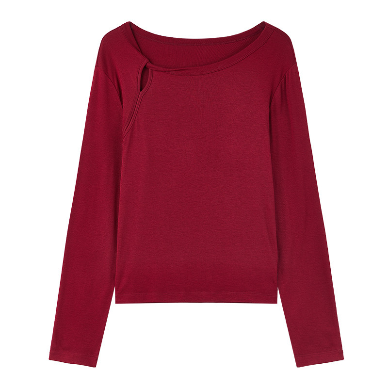 秋水伊人简约百搭镂空圆领衬衫2026年春季新款女经典通勤H型T恤