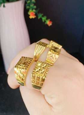 不掉色时尚男士戒指黄铜沙金霸气