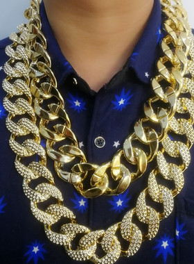 嘻哈塑料大金链子仿金土豪项链