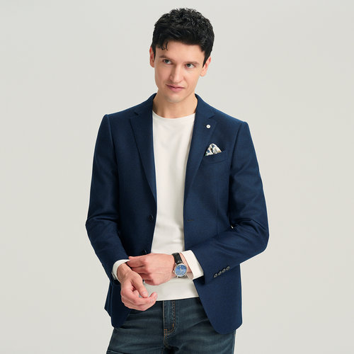 JODOLL乔顿【绵羊毛羊绒】单西服男商务休闲修身净色职业上班便西 - 图0