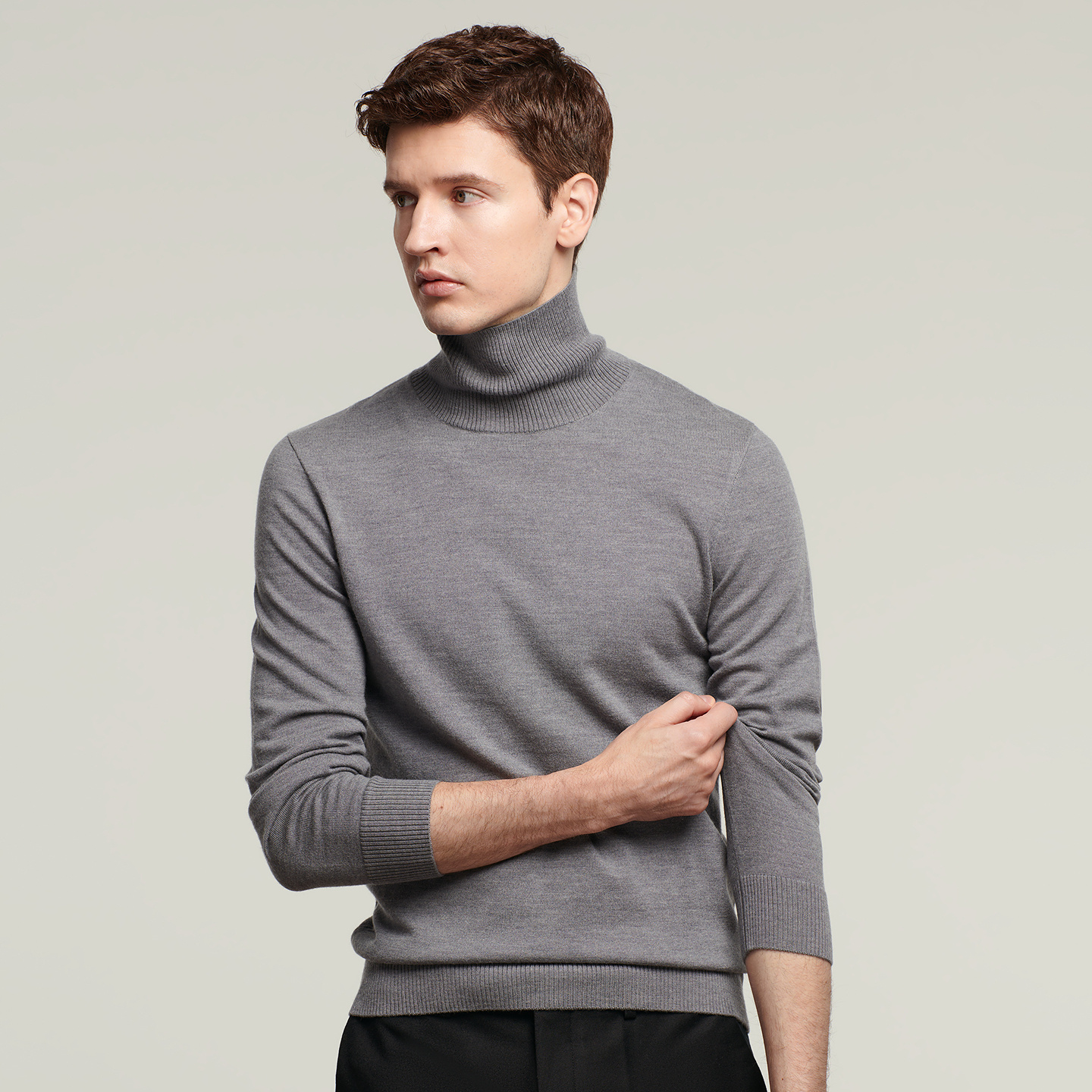 [100%绵羊毛]乔顿男高领毛衣商务休闲纯羊毛针织打底衫纯色羊毛衫 - 图2