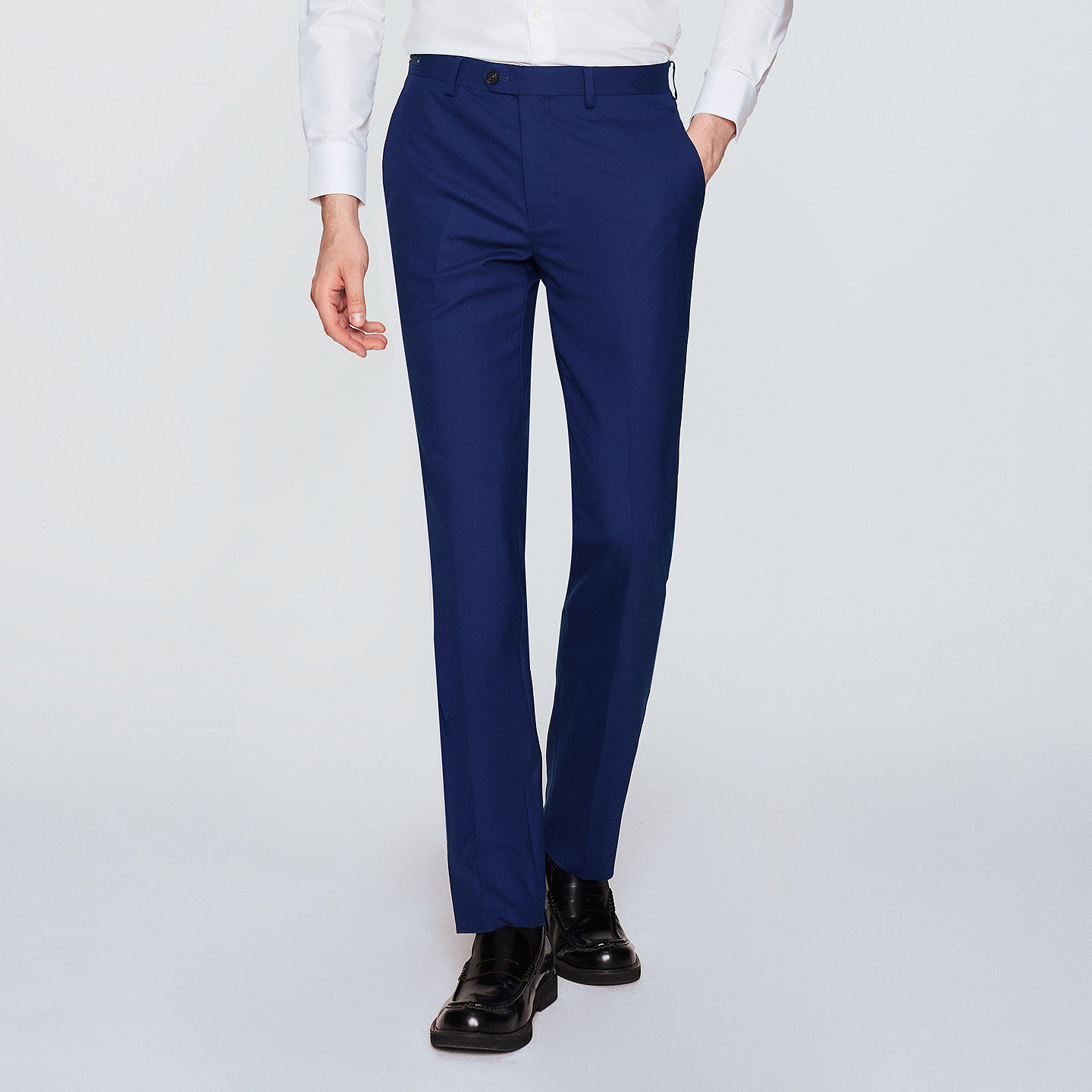 JODOLL乔顿男士绵羊毛西裤商务休闲深蓝色修身弹力直筒百搭单西裤,淘宝优惠券,粉丝福利购,淘宝优惠卷