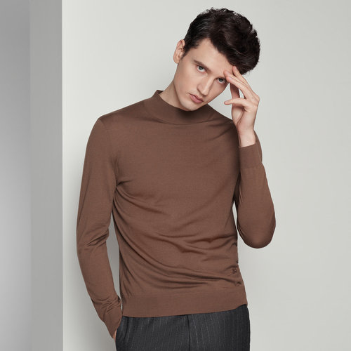 JODOLL乔顿多色羊毛衫男士商务休闲半高领山羊绒绵羊毛打底针织衫 - 图1