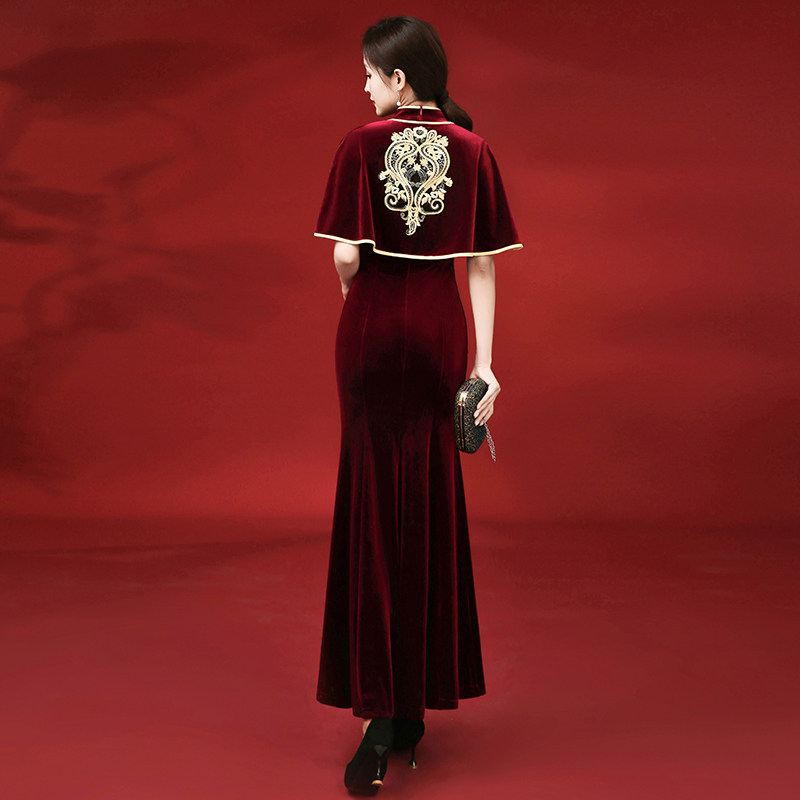 旗袍改良版连衣裙2020秋季晚礼服 朗格伊娃旗袍