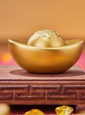 朱炳仁铜桌面可转动黄铜元宝