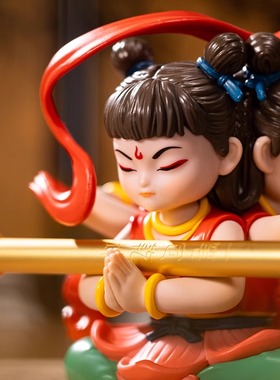 朱炳仁铜黄铜笔中式哪吒摆件