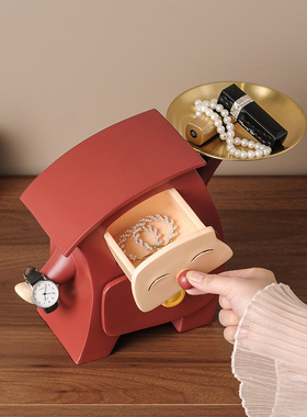 化妆品收纳盒桌面梳妆台香水置物架客厅玄关钥匙收纳摆件装饰品