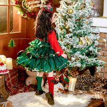 Girl Christmas Themed Glowing Dress Winter Child Lolita Fluffy Skirt Girl Christmas Cos Princess Dress