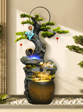 水调江南山水自然田园景观摆设店铺花园会所仿根雕装饰品流水摆件