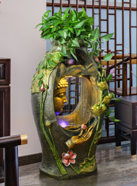 水调江南中式风镂空茶室造景佛像