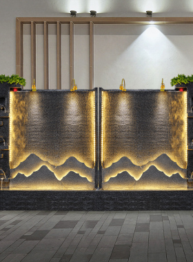 田园古朴水幕景观会所装饰品