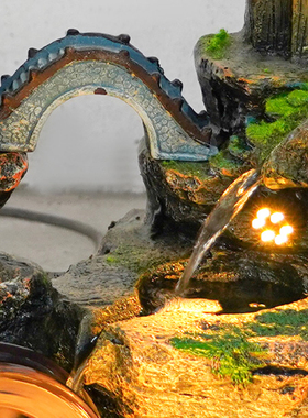 阳台造景鱼池落地摆件假山流水