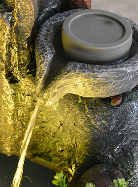 中式风庭院灯光落地摆件水景景观