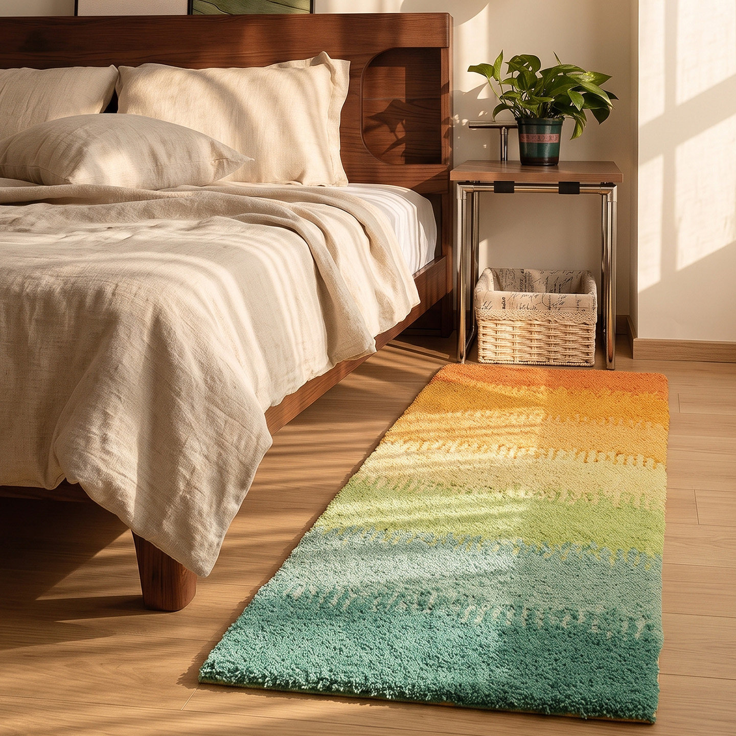 River sunset warm tone gradient bedside blanket