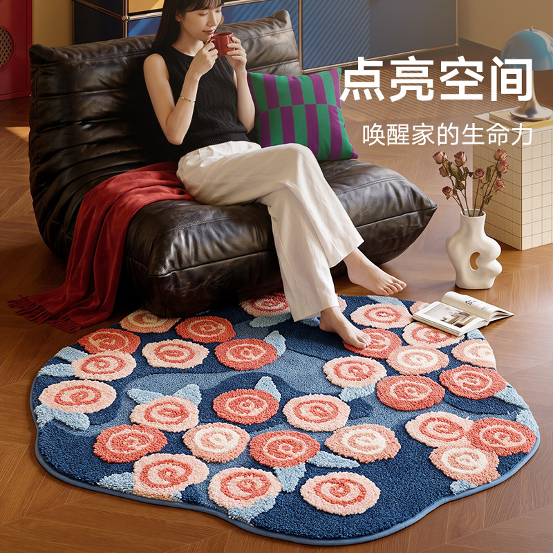 Bedroom bedside blanket oil painting style rose flowers special shape