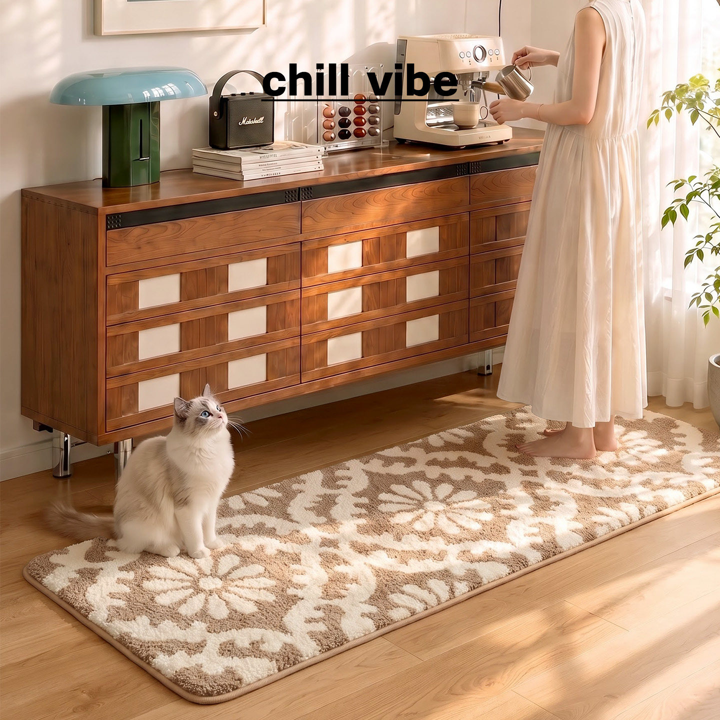 Dajiangzhong antique style retro floral strip bedside carpet