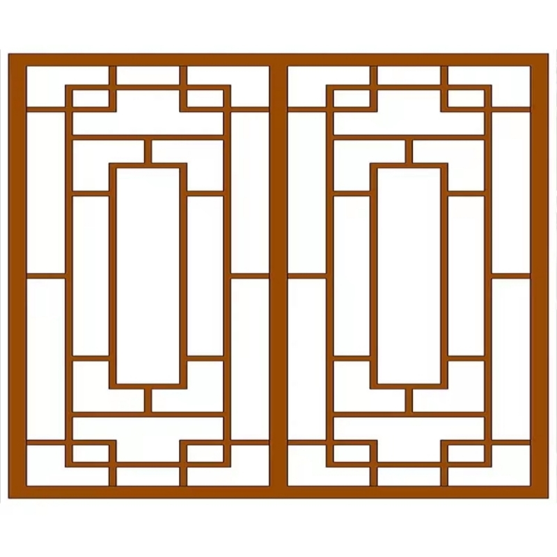 仿古中式铝合金窗花格栅万字花格方管无缝木纹装饰屏风材料防盗网 - 图3