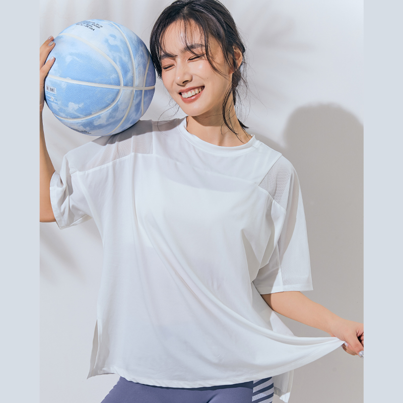 暴走的萝莉旗舰店暴走的萝莉半袖长款瑜伽服女大码速干t恤宽松跑步罩衫运动短袖薄0