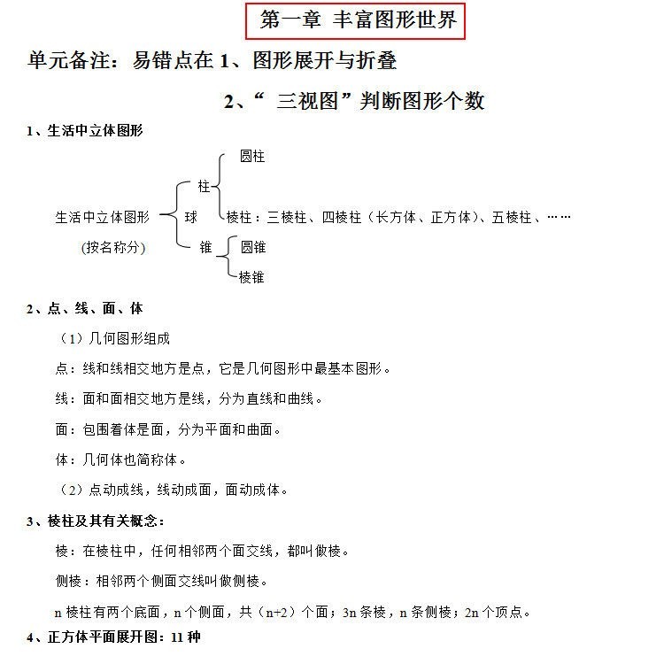 北师大版初中数学公式大全七八九年级上下册知识点大全中考总复习