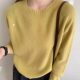 BADX genuine solid color round neck seamless one-piece wool sweater for women in autumn soft and waxy loose slimming versatile sweater
