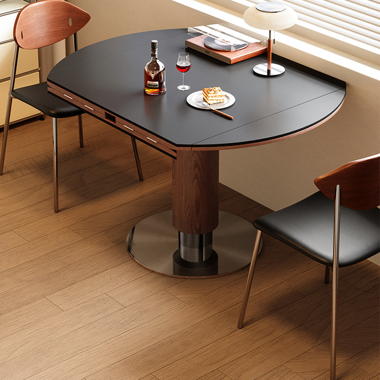 梵创 正方形折叠岩板餐桌中古风方圆两用实木伸缩圆桌包豪斯饭桌,淘宝优惠券,粉丝福利购,淘宝优惠卷