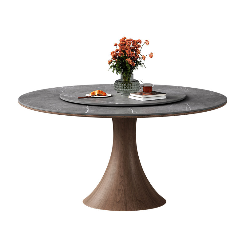 梵创 德利丰洞石岩板餐桌圆形家用法式中古奶油风高端小户型圆桌 - 图3