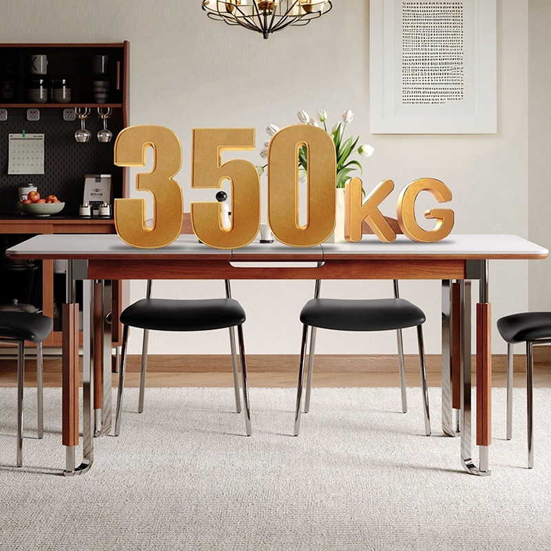 梵创 岩板餐桌可伸缩包豪斯餐桌实木家用折叠岩板餐桌长方形饭桌,淘宝优惠券,粉丝福利购,淘宝优惠卷