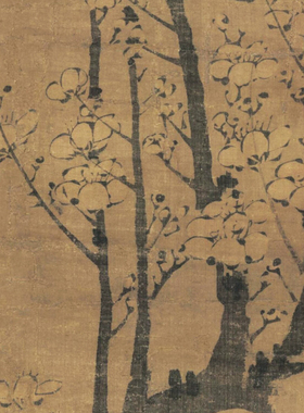 元代王冕月下梅花图国画真迹复制