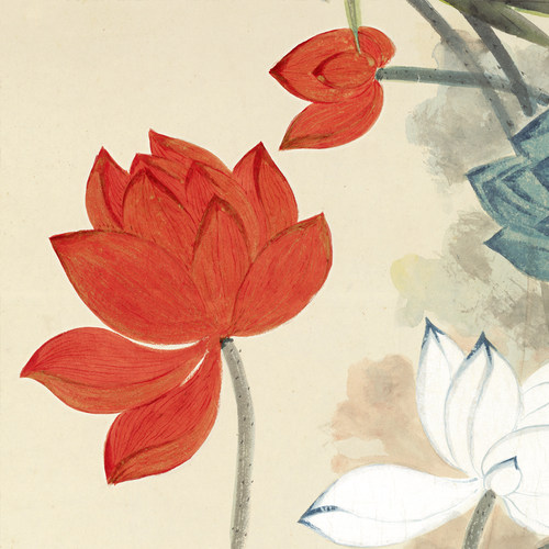 张大千五色荷花真迹复制高清微喷打印水墨画花鸟国画卷轴装饰挂画_虎窝淘