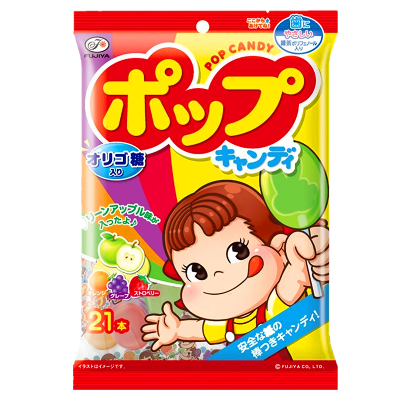 日本进口人气零食 不二家防蛀护齿水果棒棒糖4口味21本 - 图1