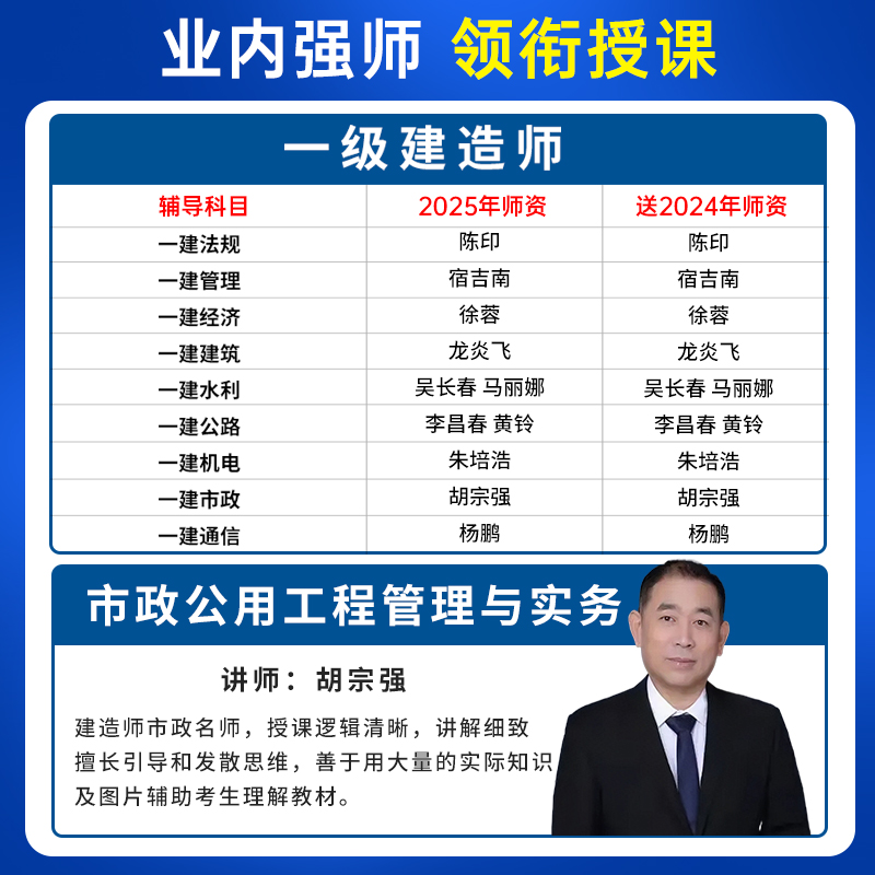 嗨学2025一建市政实务网课胡宗强一级建造师课程教材视频课件题库