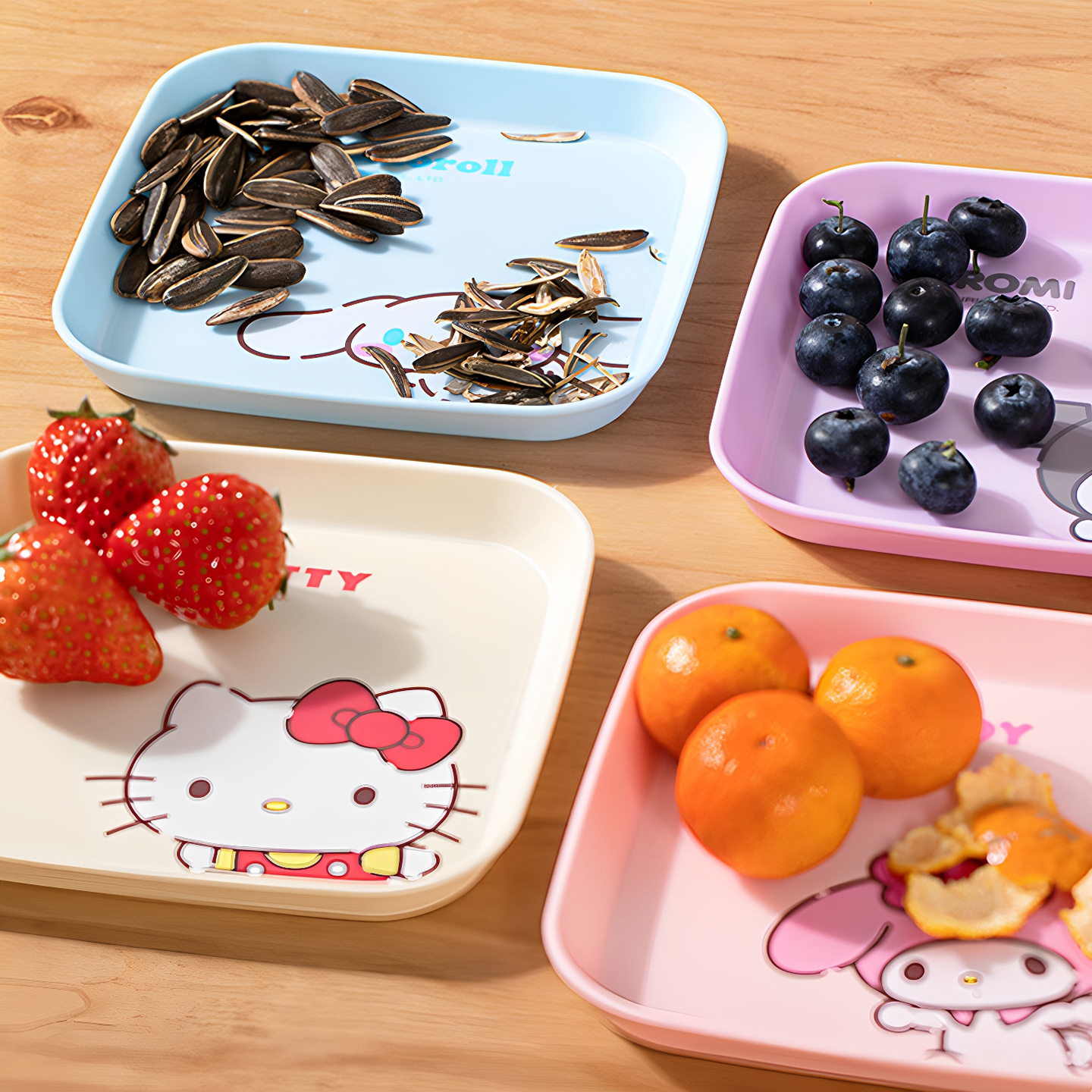 正版三丽鸥骨碟家用轻奢高级零食碟子垃圾盘吐骨头盘碟塑料小托盘 - 图1