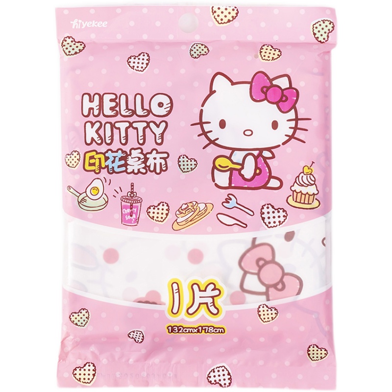 正版Hello Kitty桌布台布可爱卡通防水防油免洗ins餐书桌布艺学生